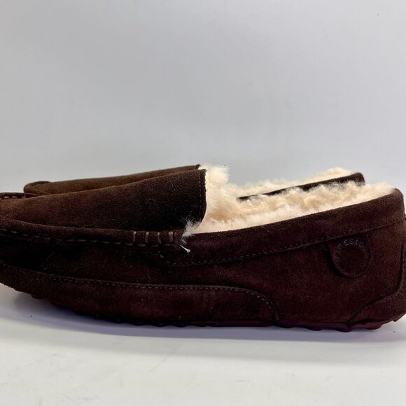 Fireside by Dearfoams Melbourne Genuine Shearling MocSlippers Sz 10 Coffee Brown - Picture 4 of 15
